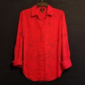 Mossimo Concealed Button Front Blouse Cuffed Long Sleeves Lightweight Fabric
